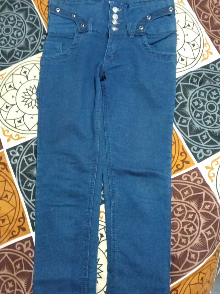 High-Waisted Denim Jeans