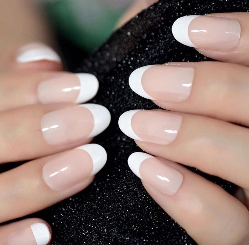 Store2508 Press on French Nails Set 24 Pcs