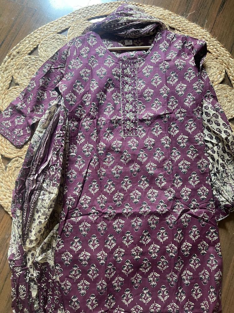Elegant Purple Floral Kurta Set