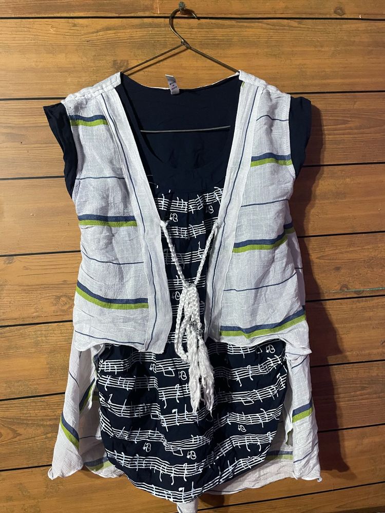 Cute Music Note Top with Vest