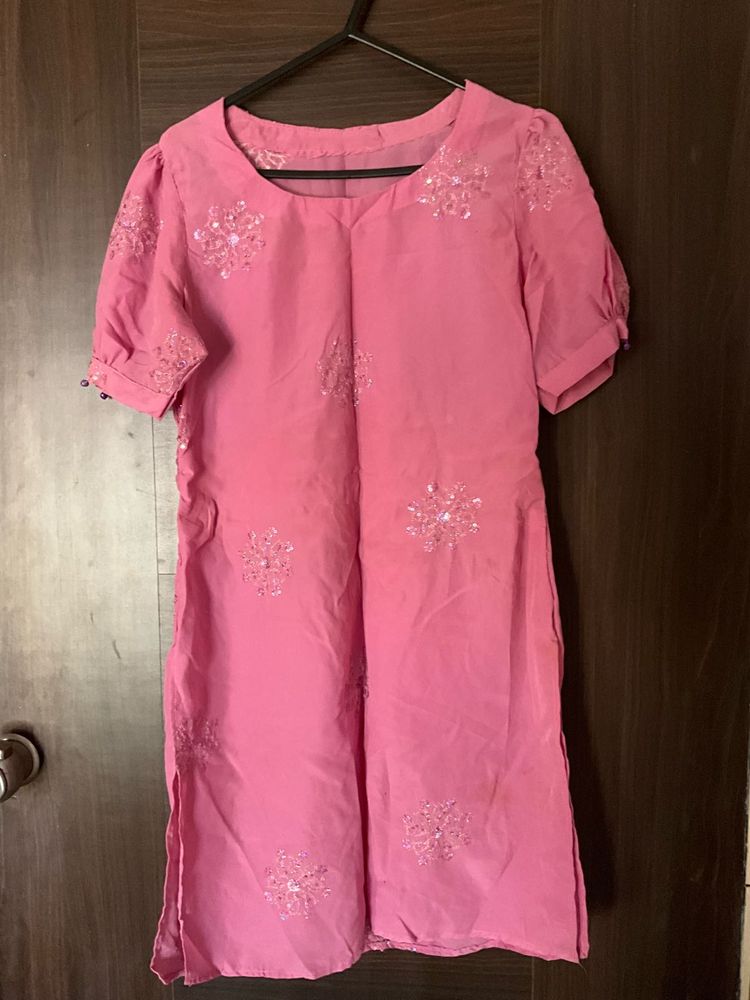Pink Embellished Kurti DRESS 🩷☀️