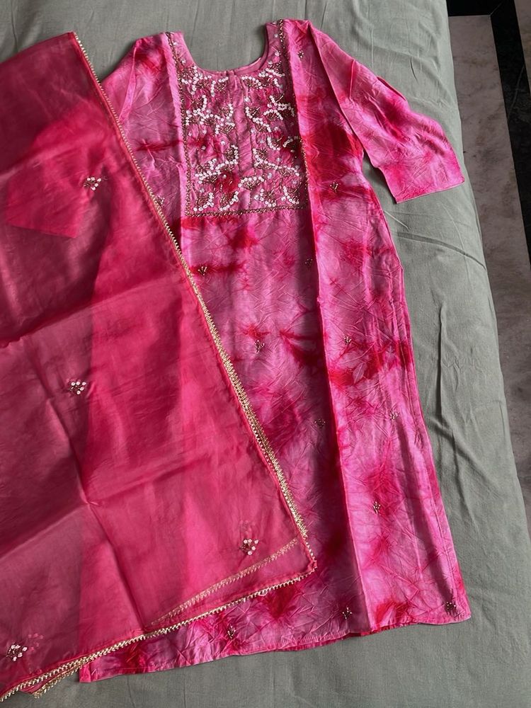 Pink Embroidered Kurta Set