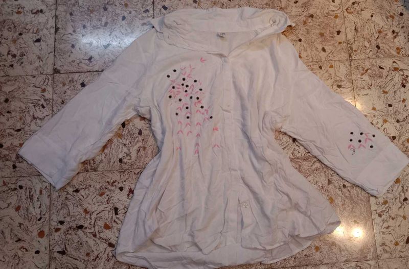 Vintage Embroidered White Blouse