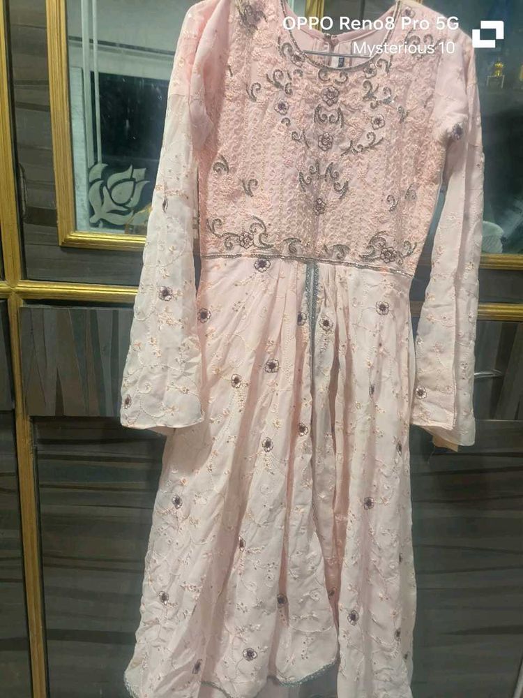 Elegant Pink Embroidered Gown