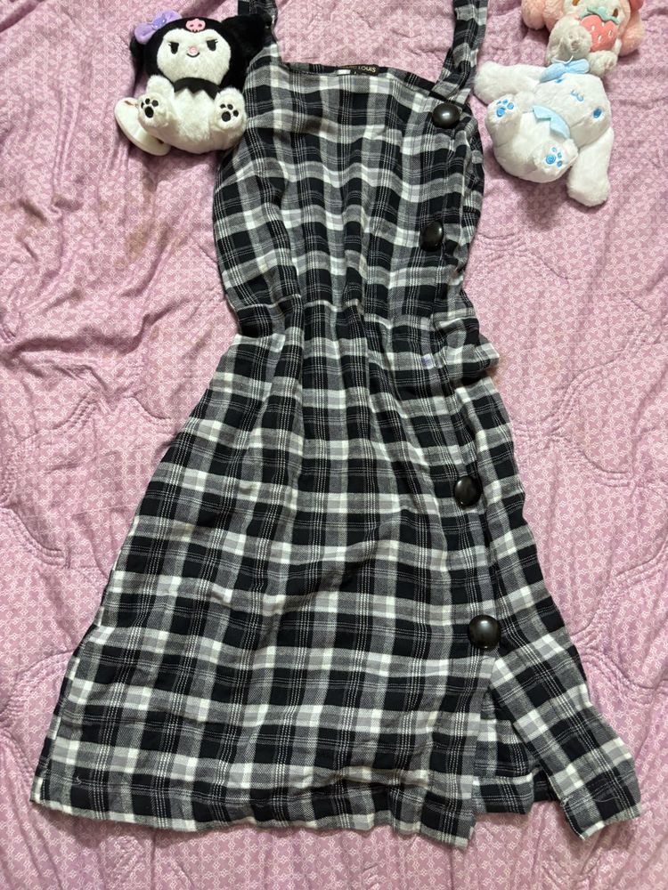 Plaid Button Dress