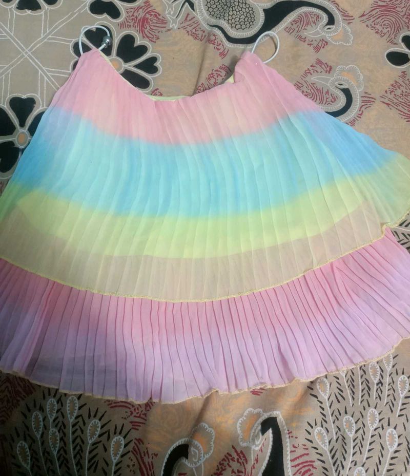 Rainbow Pleated frill top