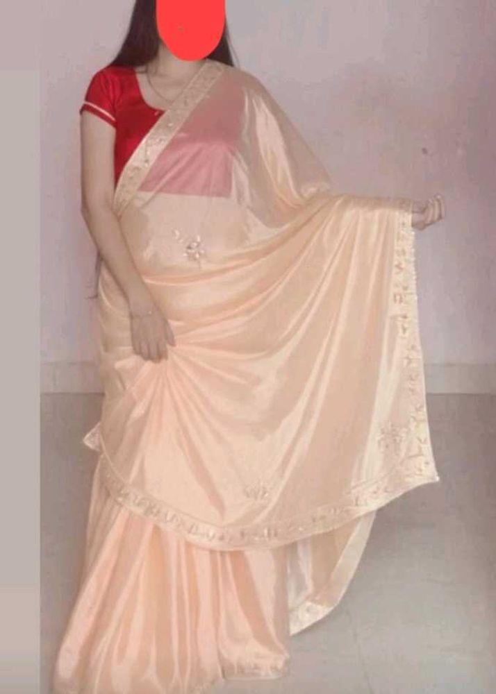 Elegant Peach Saree