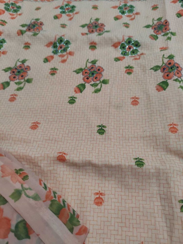 Cotton Mix Dress Material With Work Sale