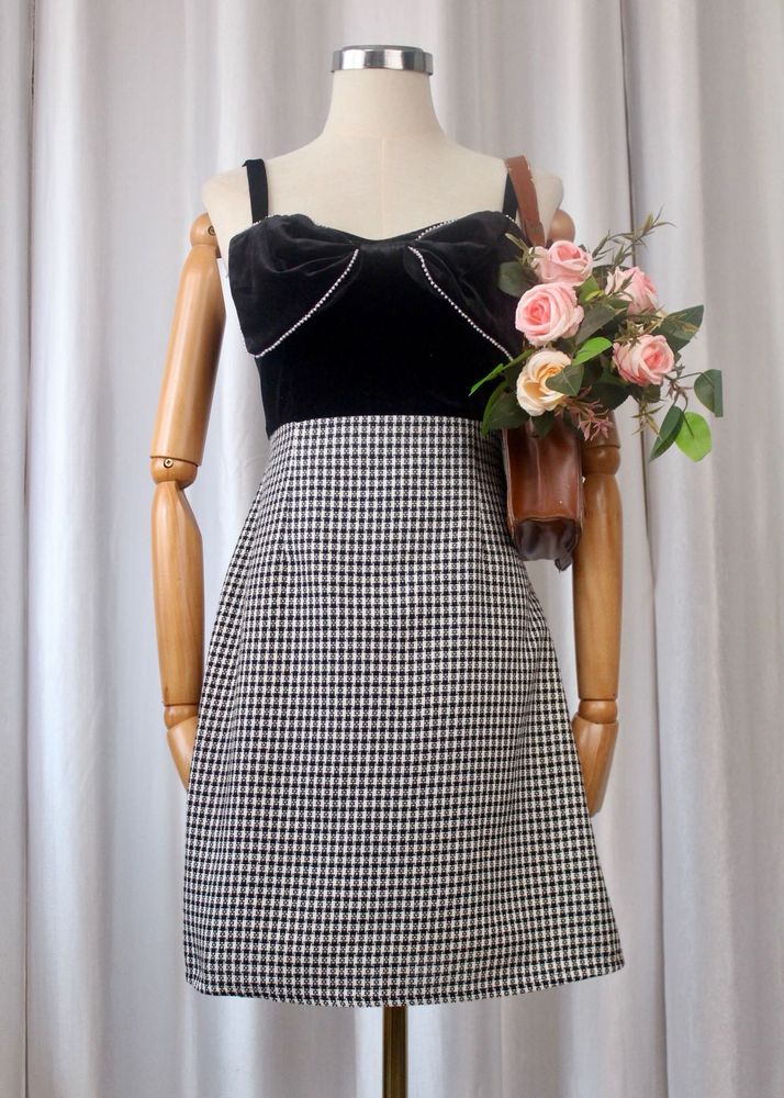 Chic Gingham Tweed  Dress