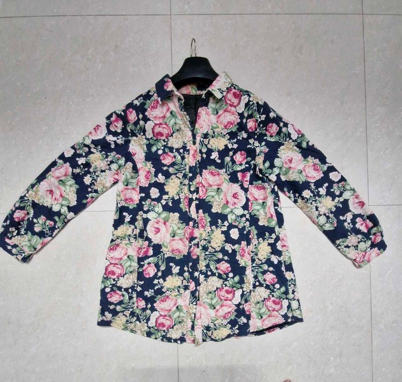 MediumTrench Coat Jacket /Trenchcoat Floral Retro