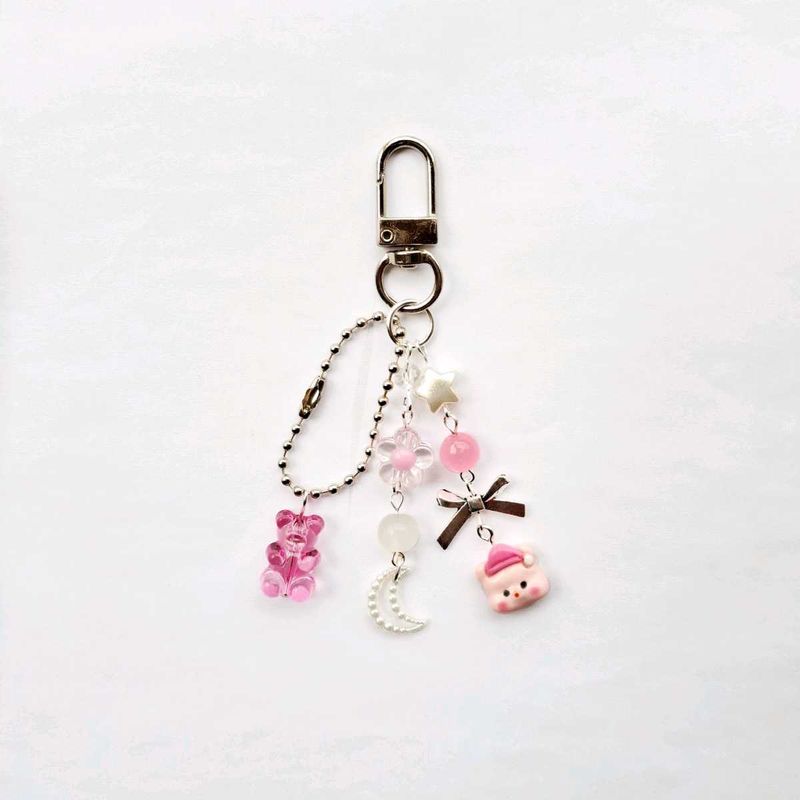 Pinterest Pink Bear Charm Keychain