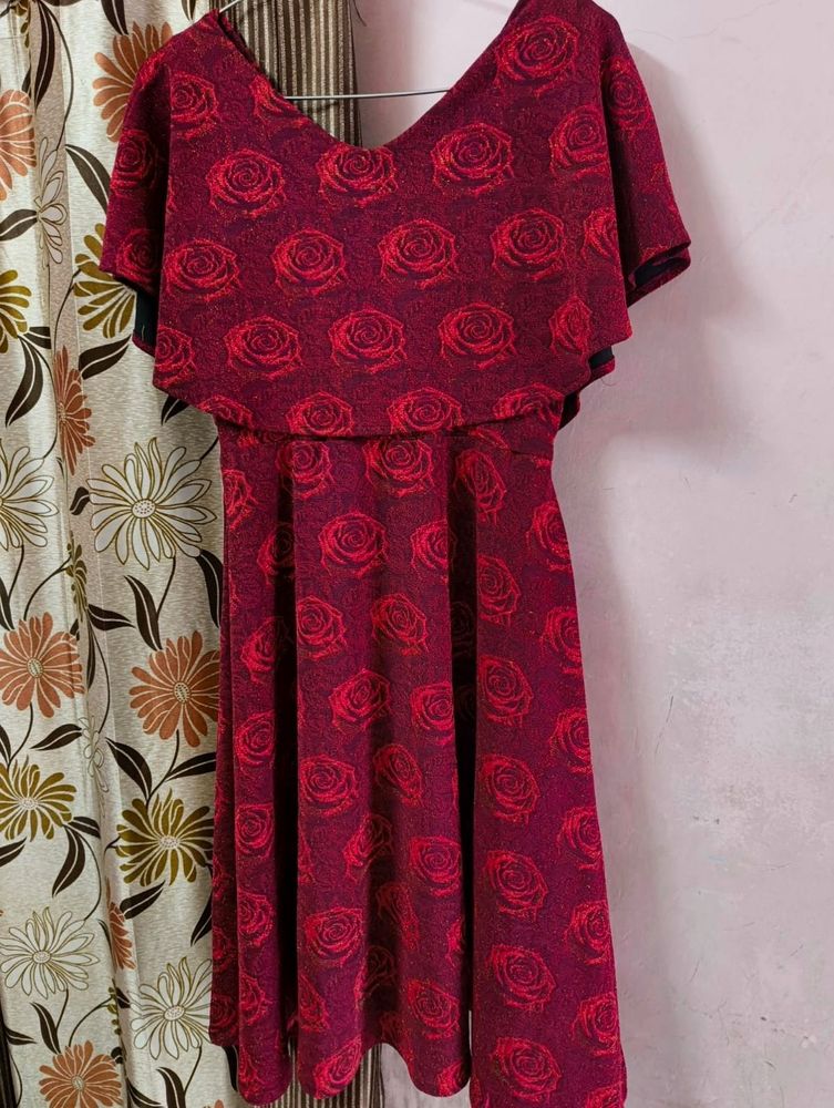Rose Print Shimmry Dress