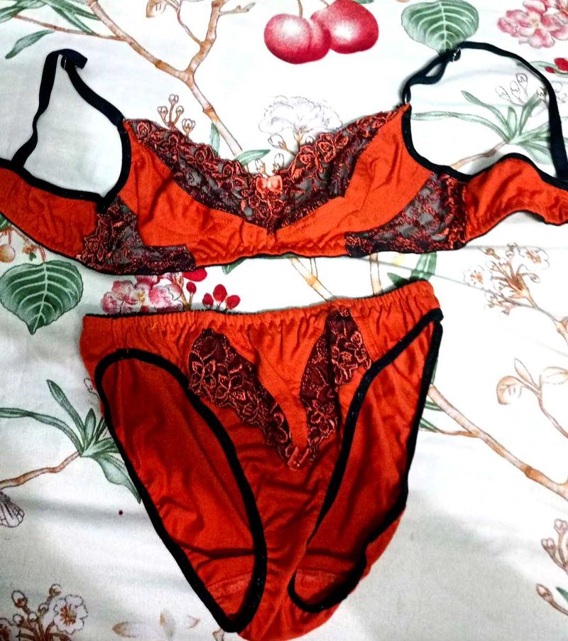 Orange Lace Lingerie Set