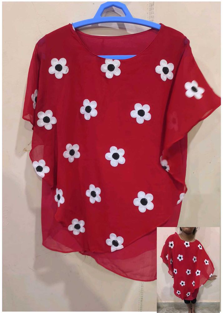 Red flora top for girls