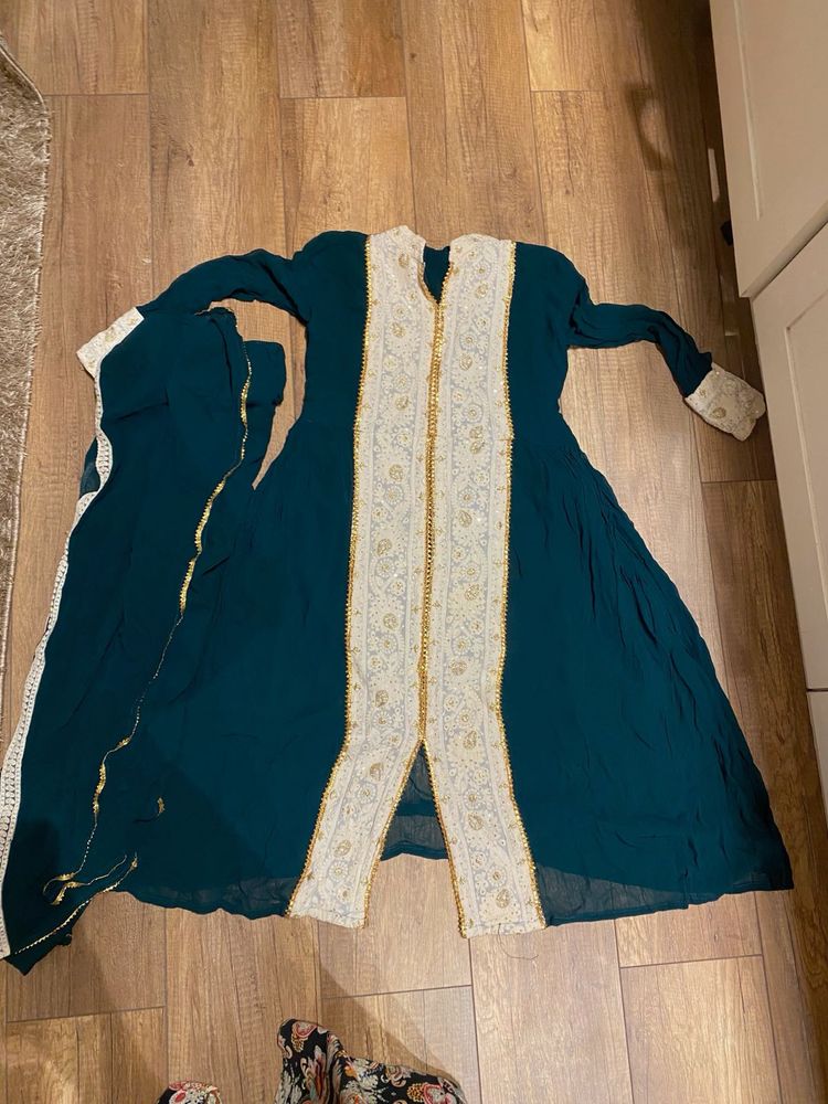 Emerald Green Embroidered Anarkali Suit