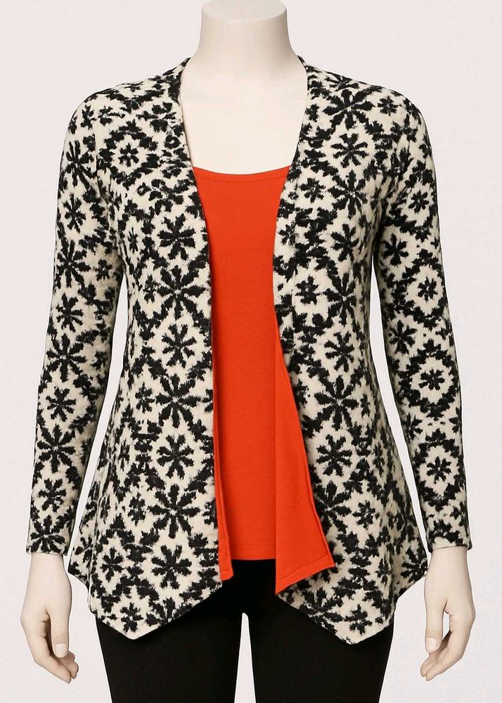Patterned shrug with attached orange top