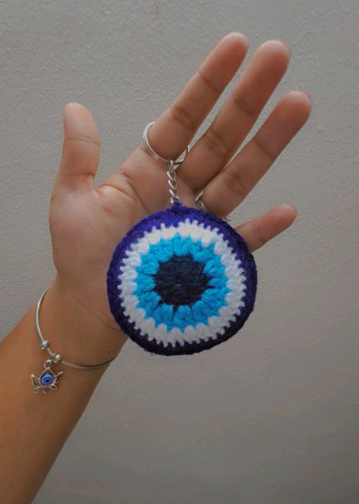 Handmade Crochet Evil Eye Keychain