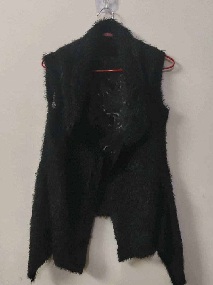 Fuzzy Black Vest