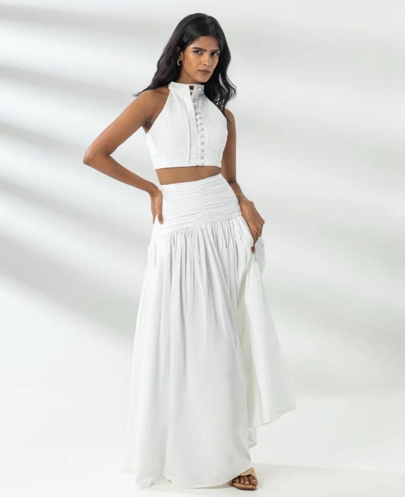 White Halter Top &amp; Maxi Skirt Set