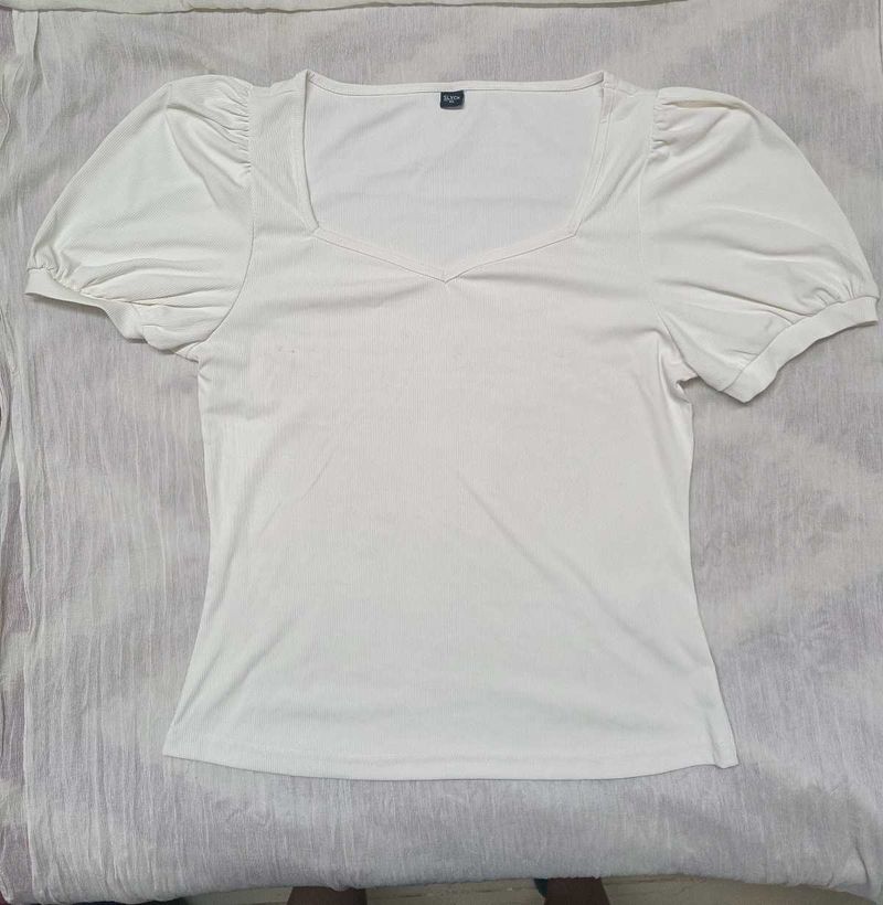 White Puff Sleeve Top