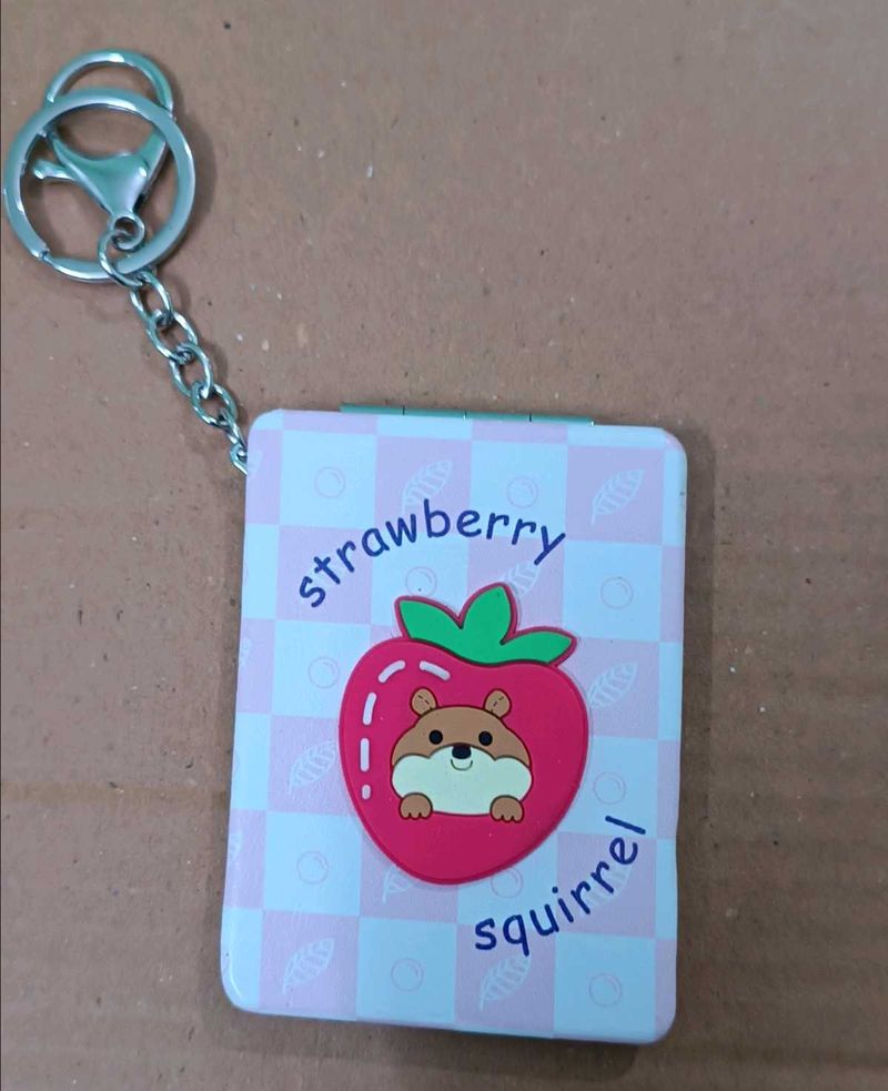 New Cute Strawberry Squirrel Keychain