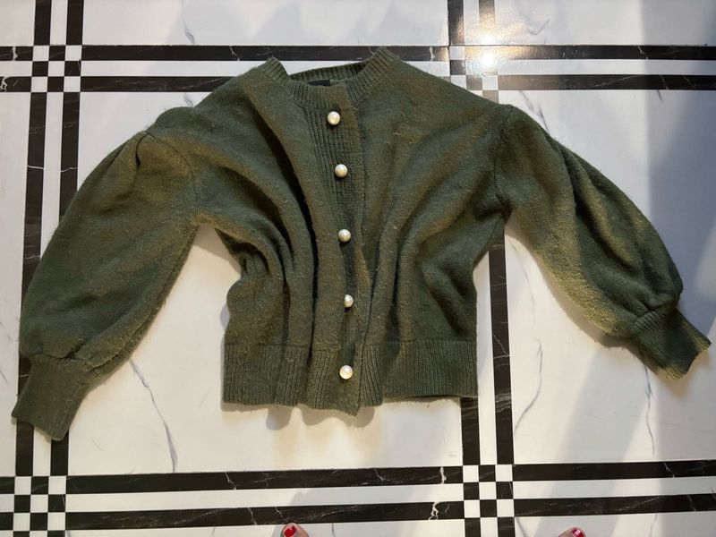 Green Knit Cardigan