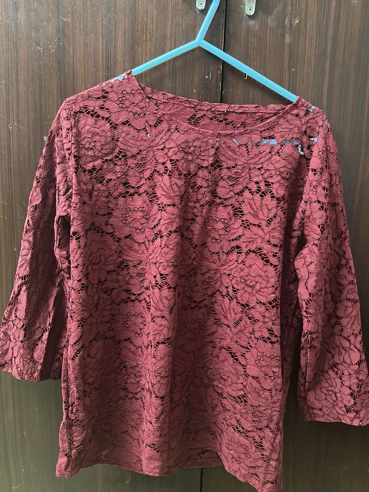 Maroon Lace Top❤️