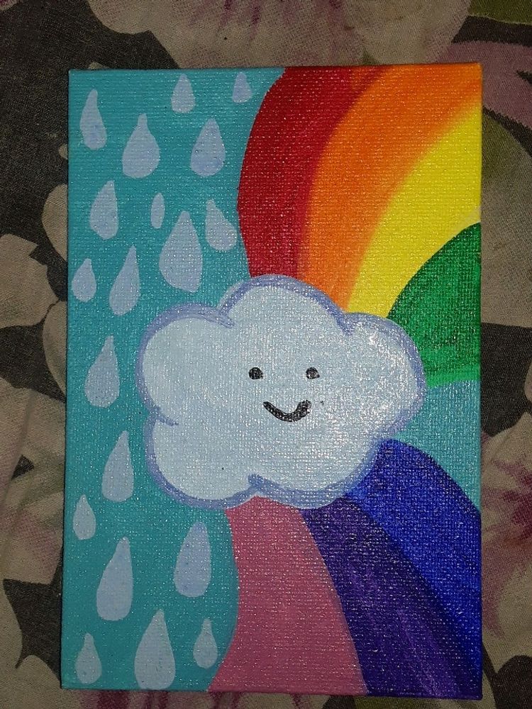 Cute rainbow canvas painting
