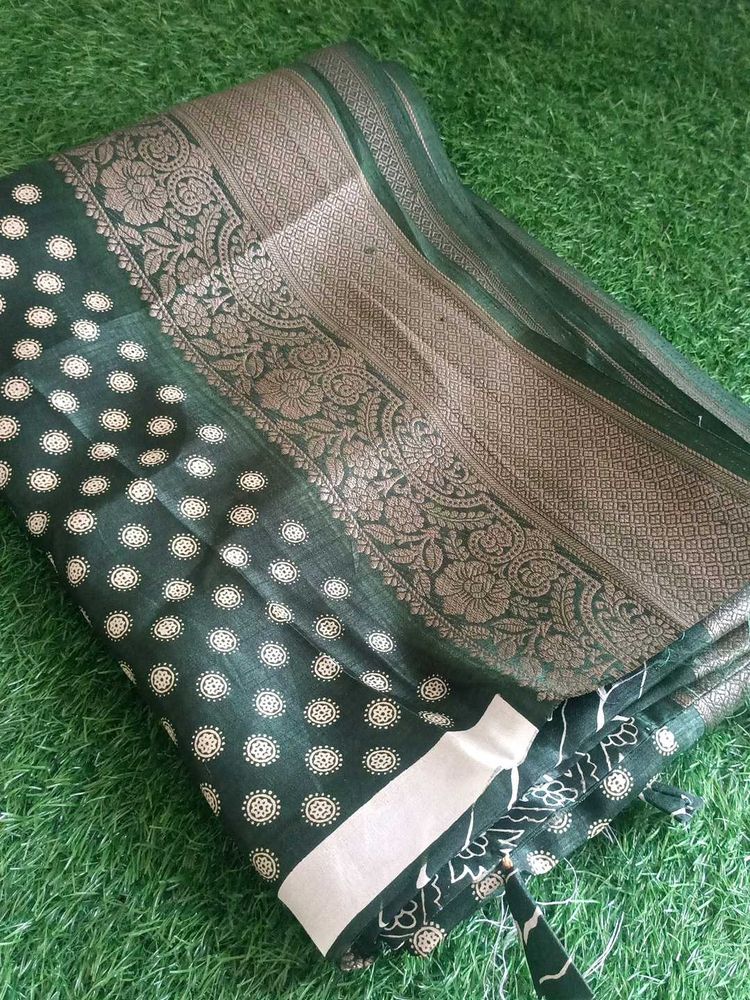 Green Polka Dot Silk Saree