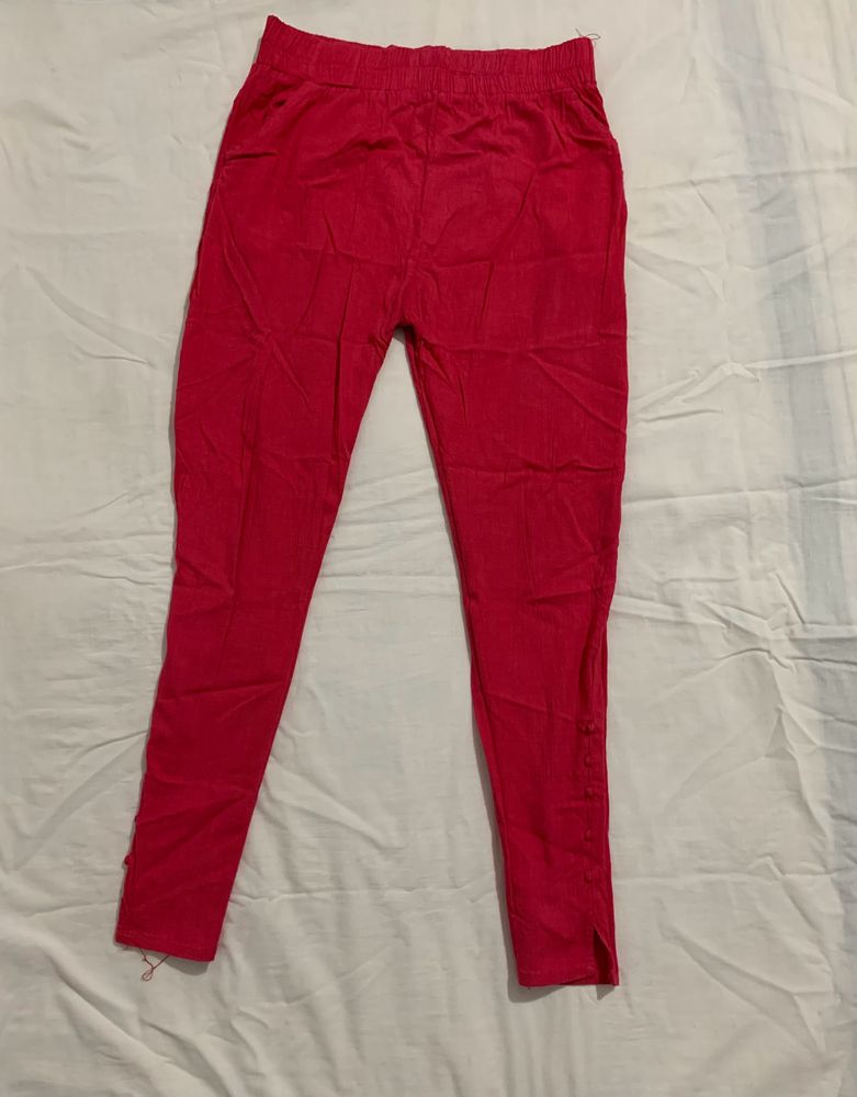 Rose Colour Scissors Cut Pant