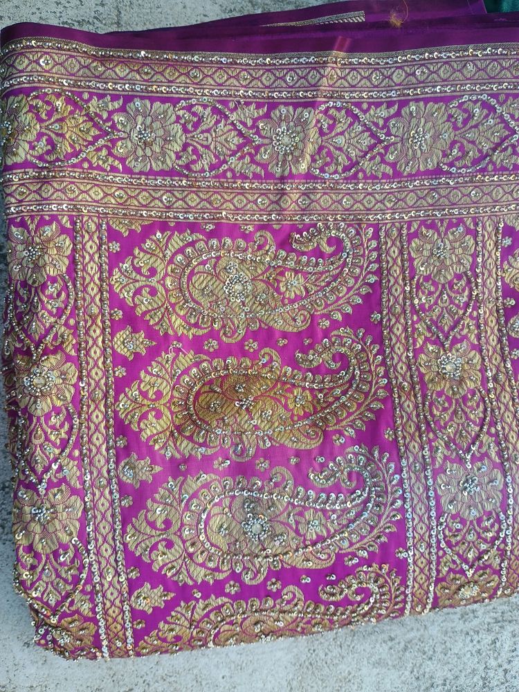 Beads Work Saree