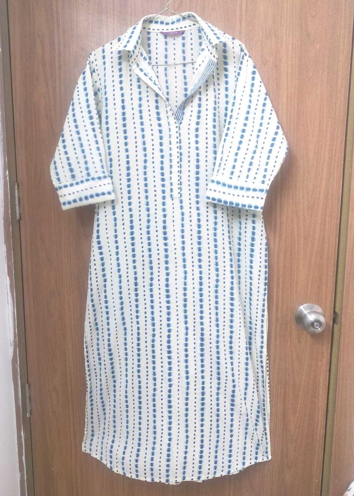 Striped Cotton Daily Wear Kurta With Collar