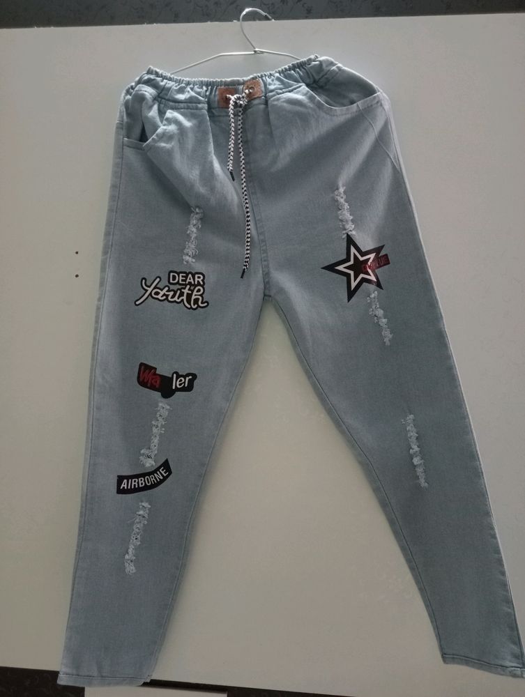 Women&#39;s Regular Mid Rise Light Blue Joggers