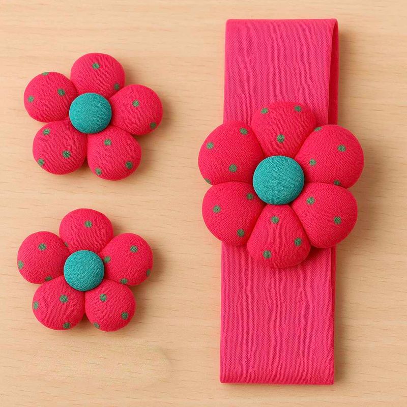Pink Flower Hair Accessories Set
