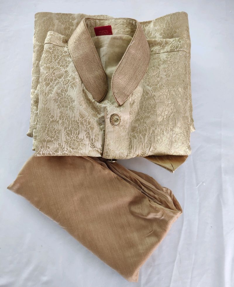 Ethos Gold Brocade Ethnic Kurta Set (Men&#39;s)