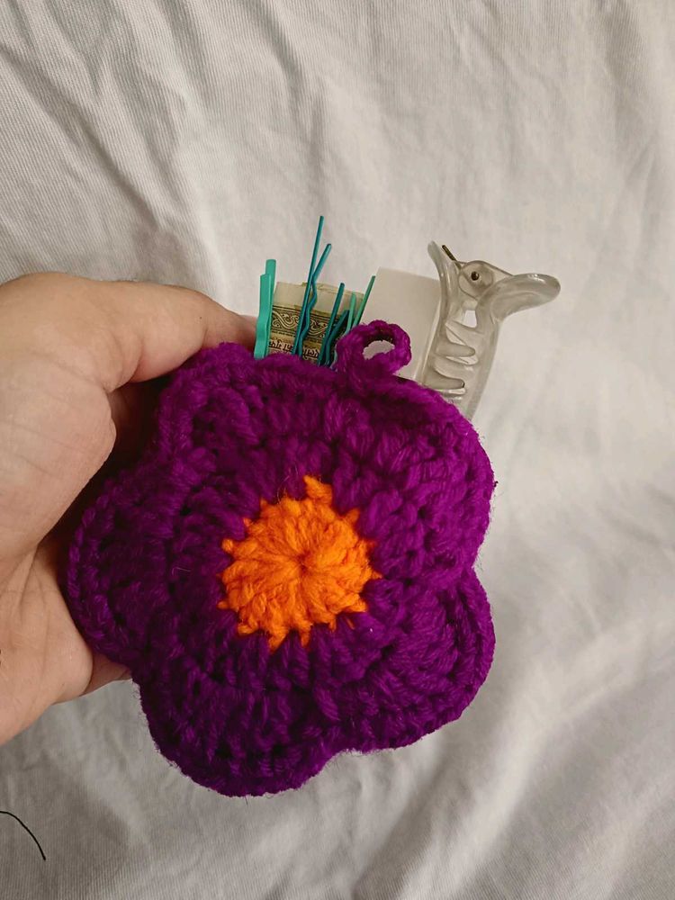 Crochet Flower Pouch Bag Charm