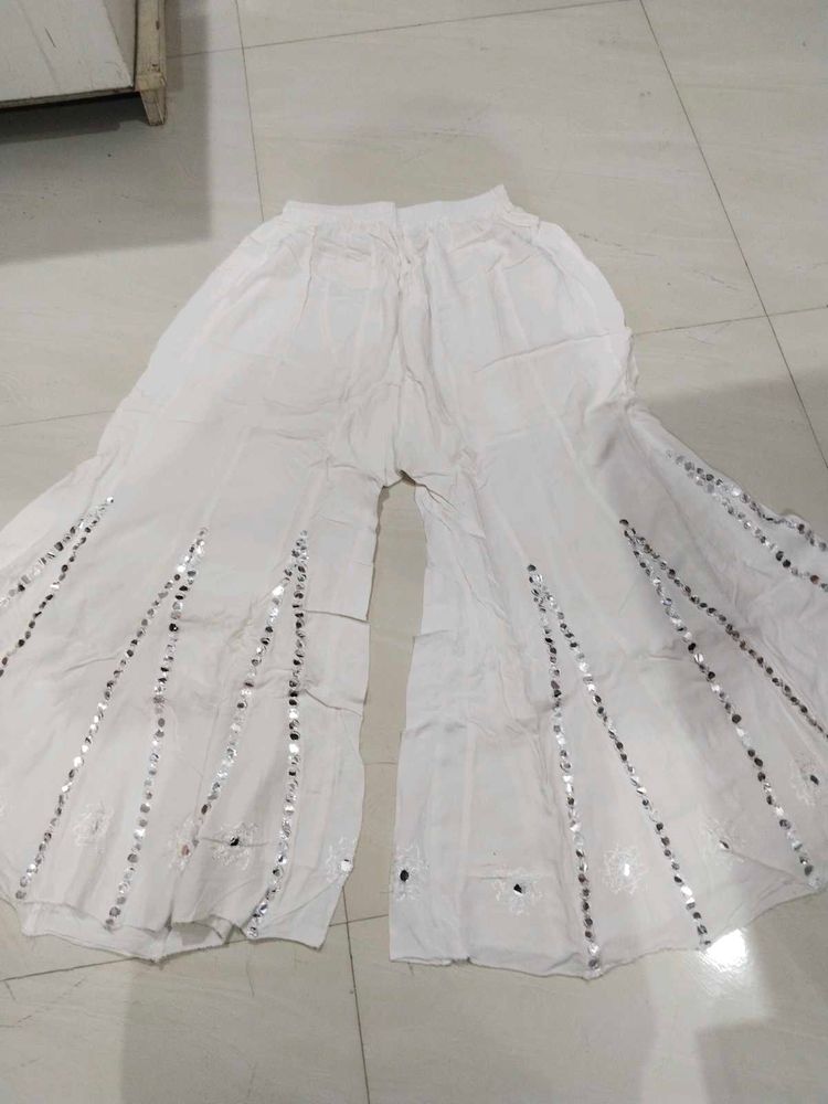 White Worked Plazzo