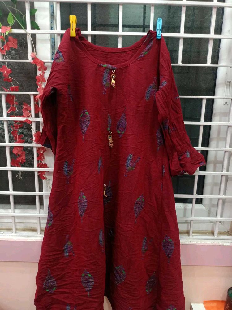 Red Printed Kurta