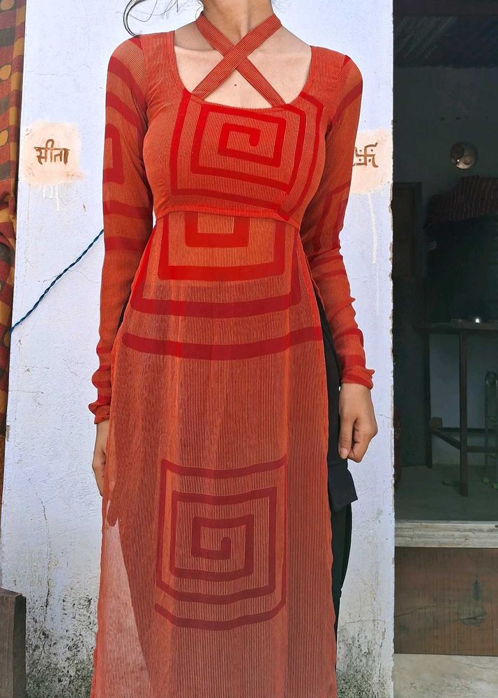 Sheer Red Stylish Kurta
