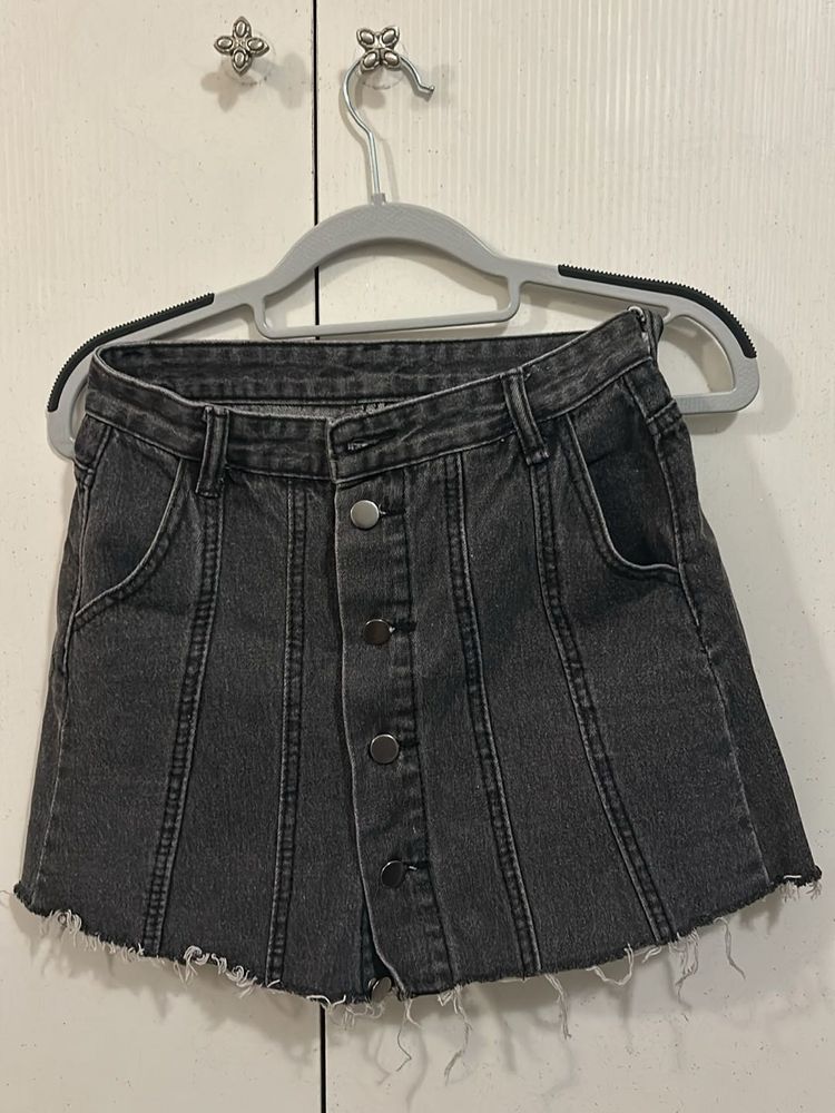 Denim Charcoal Grey Skirt