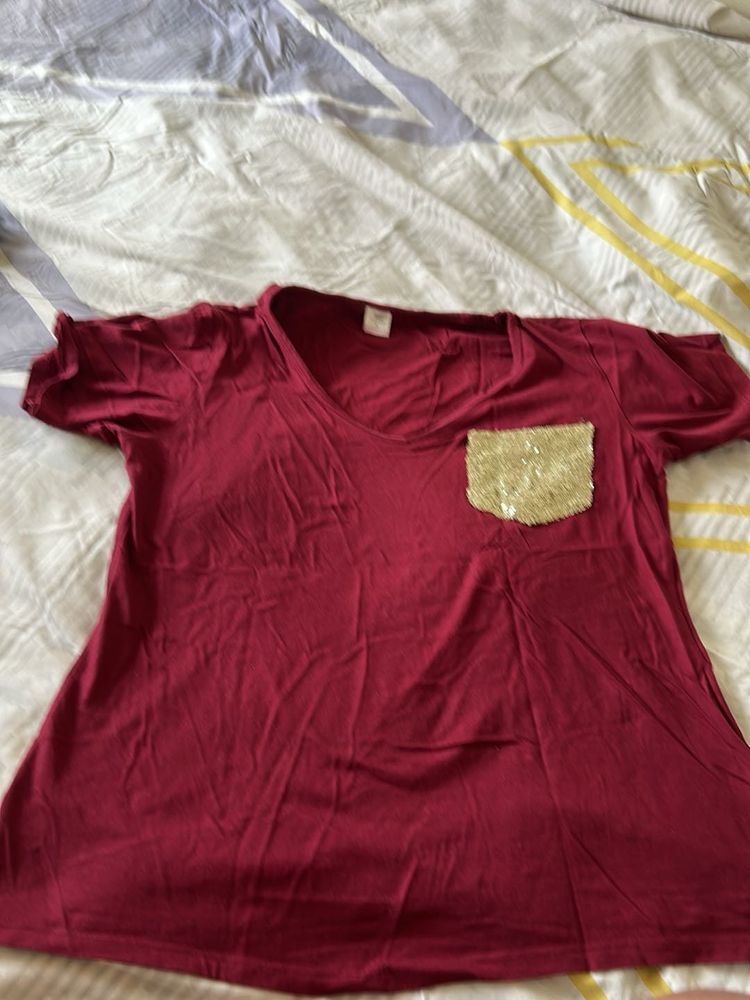 Cute Sequin Pocket Tee
