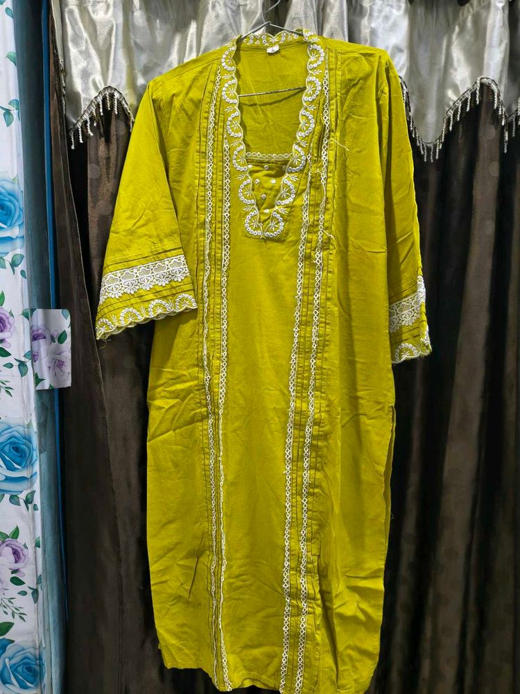 Elegant Yellow Kurta with Free gift