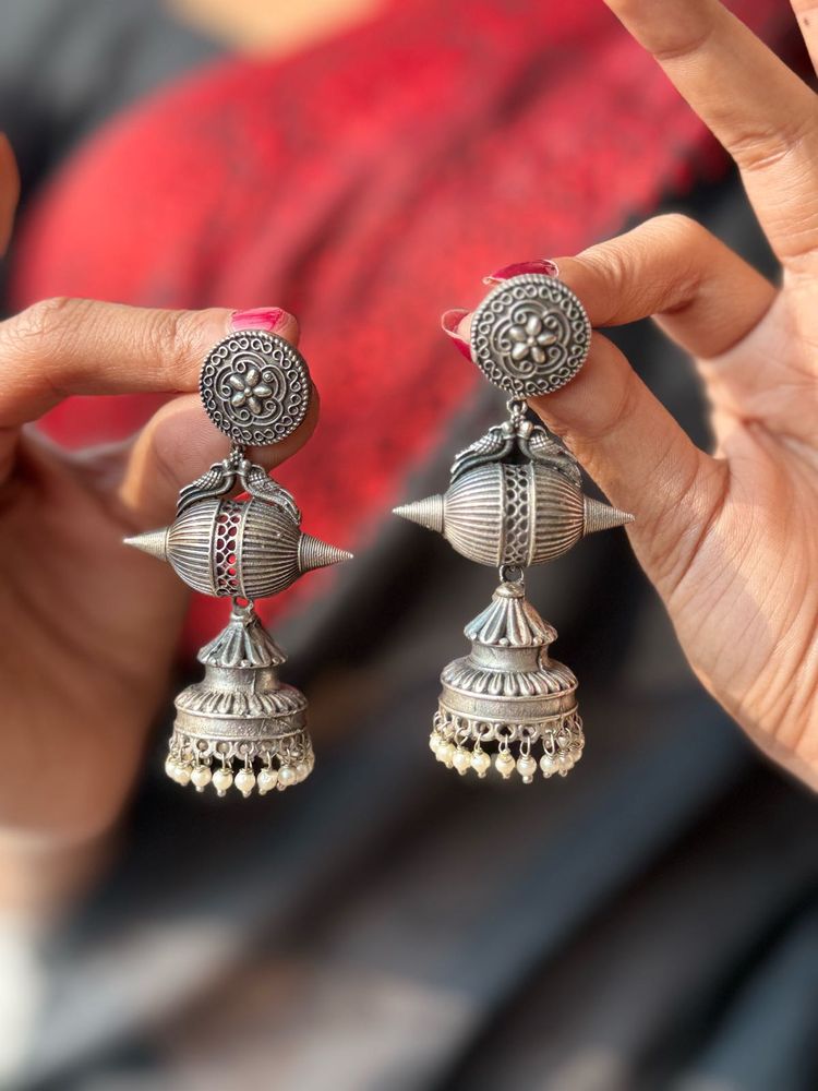 Boho Chic Silver Jhumka