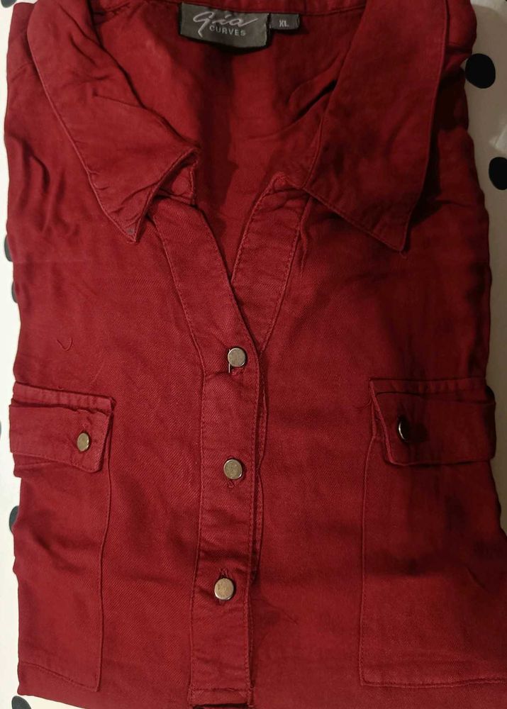 Gia Curves Maroon Shirt