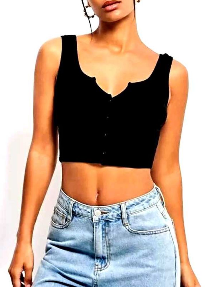 SSS BLACK CUT CROPPED TOP