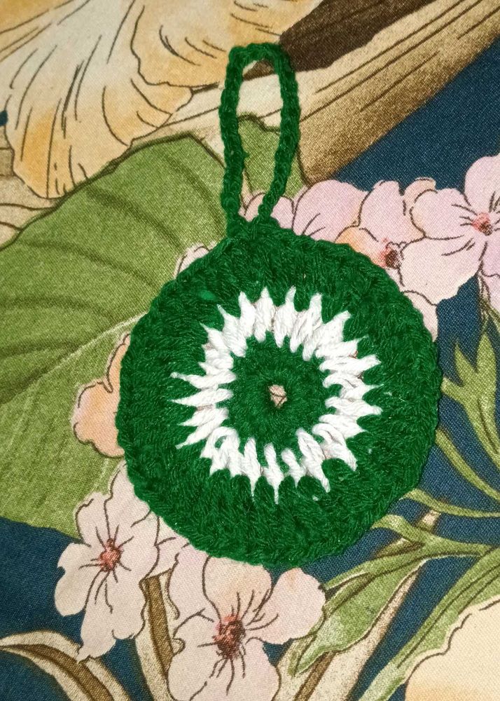 Handmade Crochet Ornament ( green evil eye )