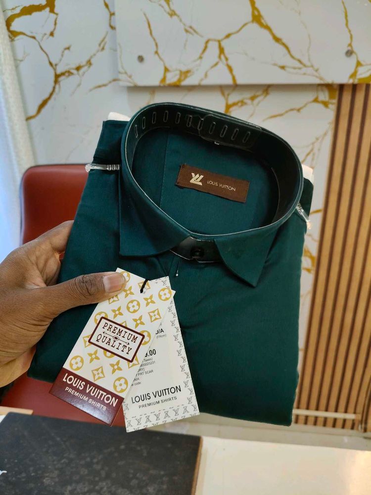 Dark Green Louis Vuitton Casual solid shirt for me