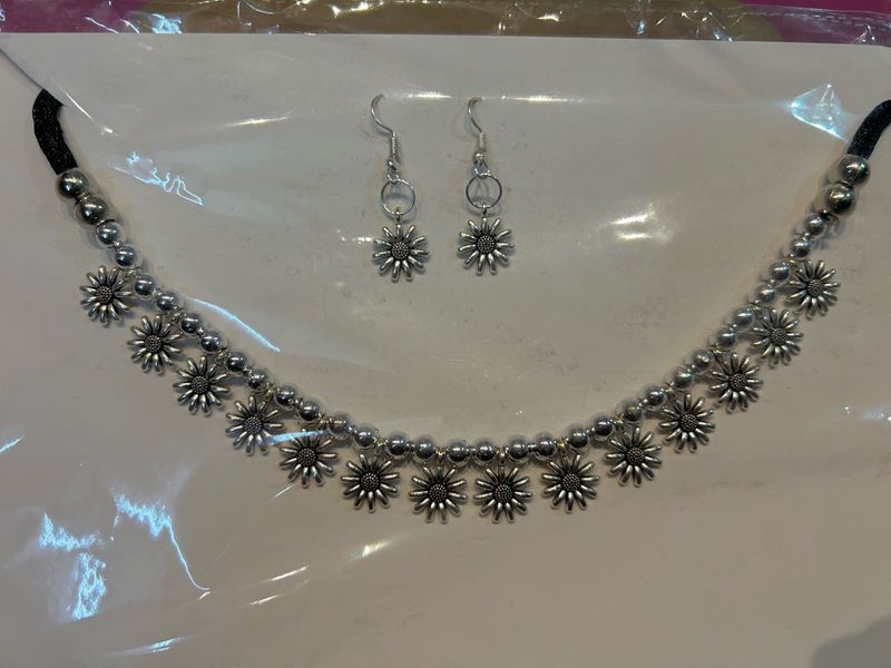 Oxidise Sunflower Jewellery Set