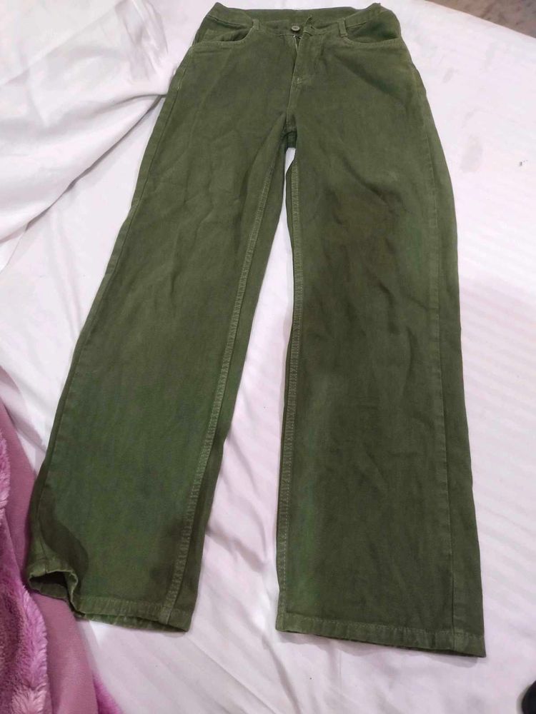 Green Wide Leg Jeans