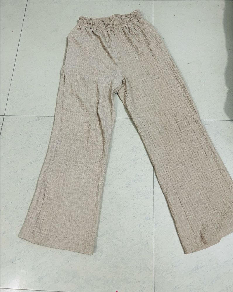 Beige Wide Leg Pants